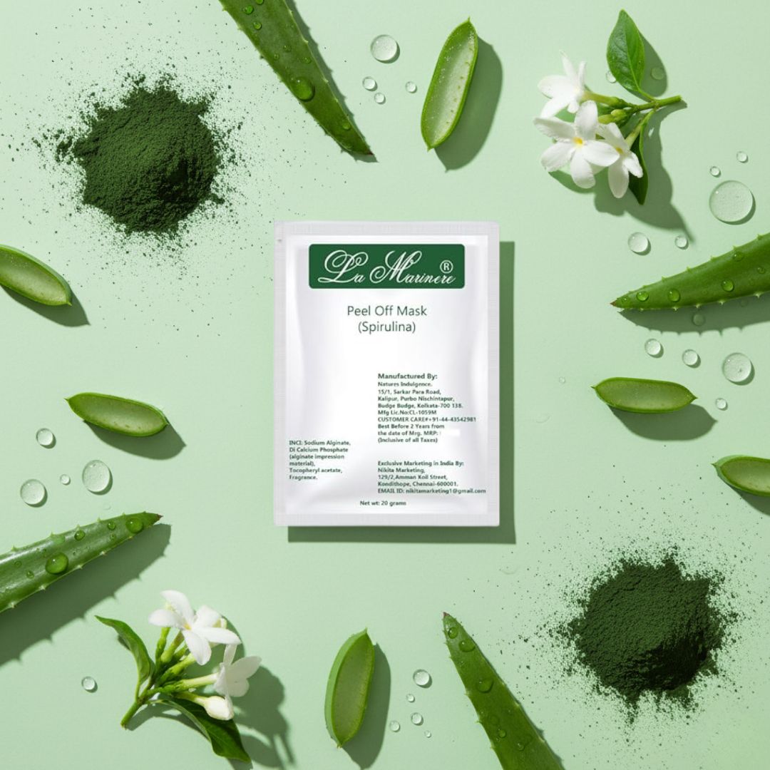 Spirulina Peel Off Mask For Unisex | Whitening, Anti-Aging & Anti-Inflammatory | With Spirulina & Menthol | Improves Collagen, Brightens Skin & Reduces Pores(Pack of 10pcs)
